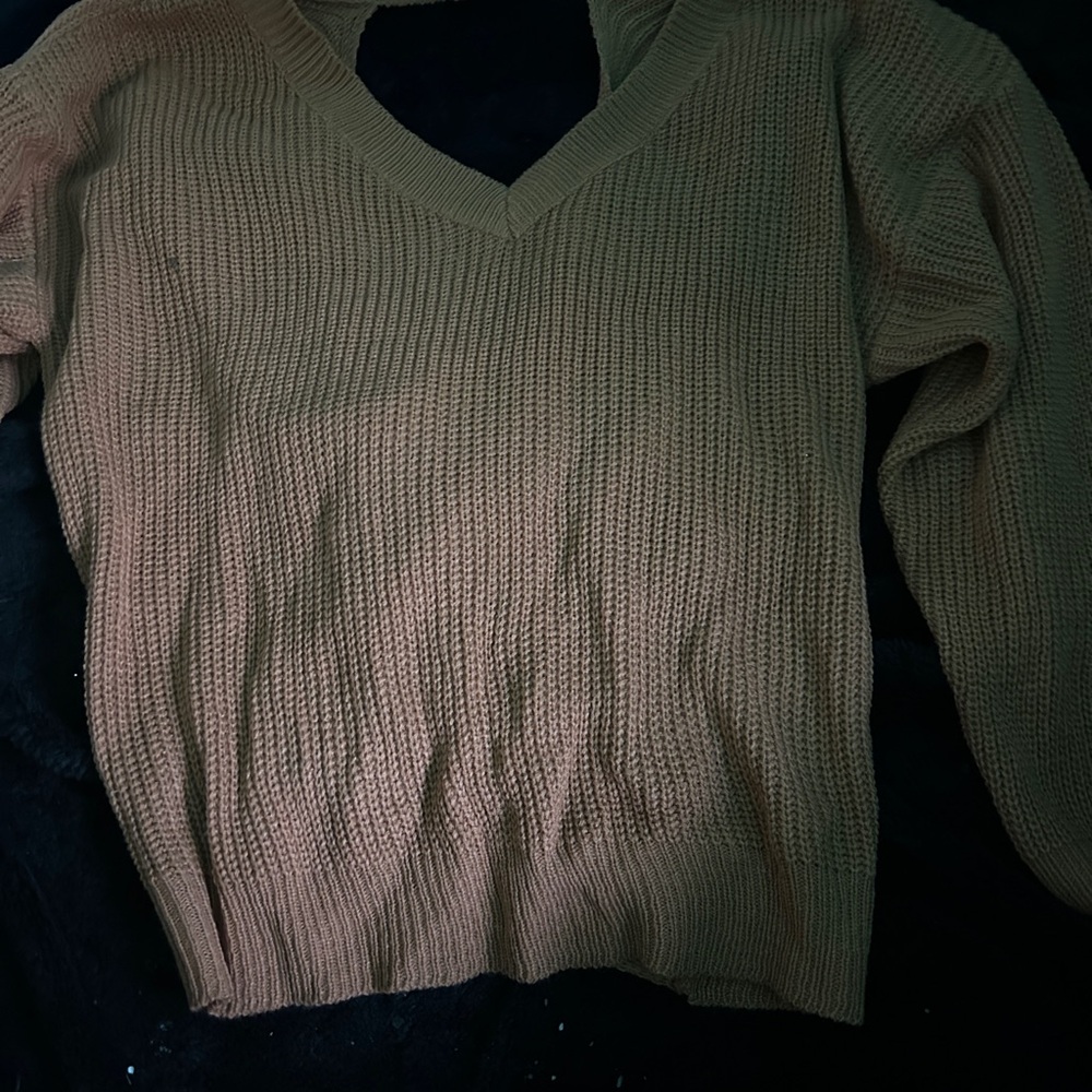 Cozy Tan V-Neck Sweater